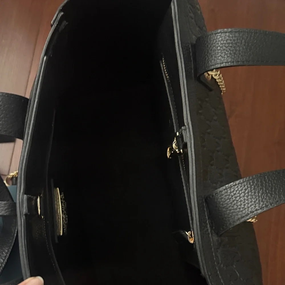 Valentino By Mario Valentino Black Tote with Gold Chain - Picture 6 of 7